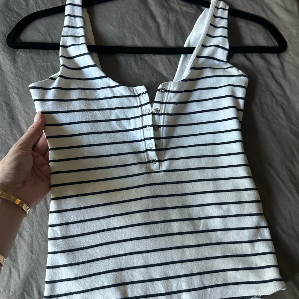 A&F Striped Black and White Women's Bodysuit-SM